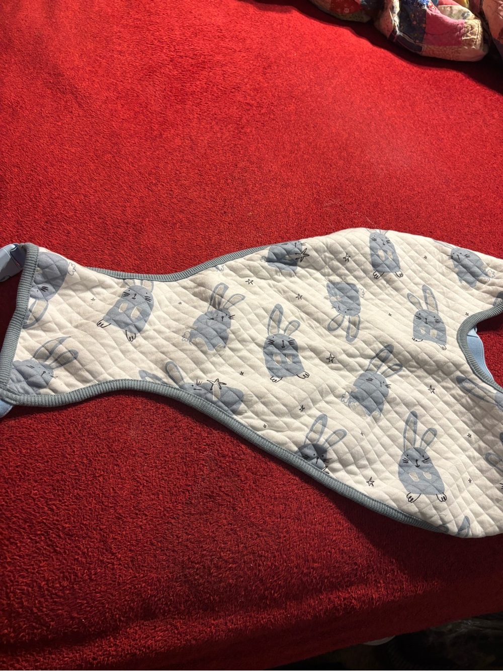 Quilted Dog Bunny-Outfit Print - Blue & White Keep Dog Warm. Size XL